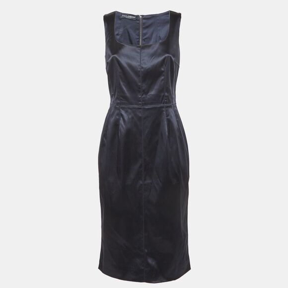 Dolce & Gabbana Dresses & Skirts - Dolce & Gabbana Navy Blue Satin Sheath Midi Dress M